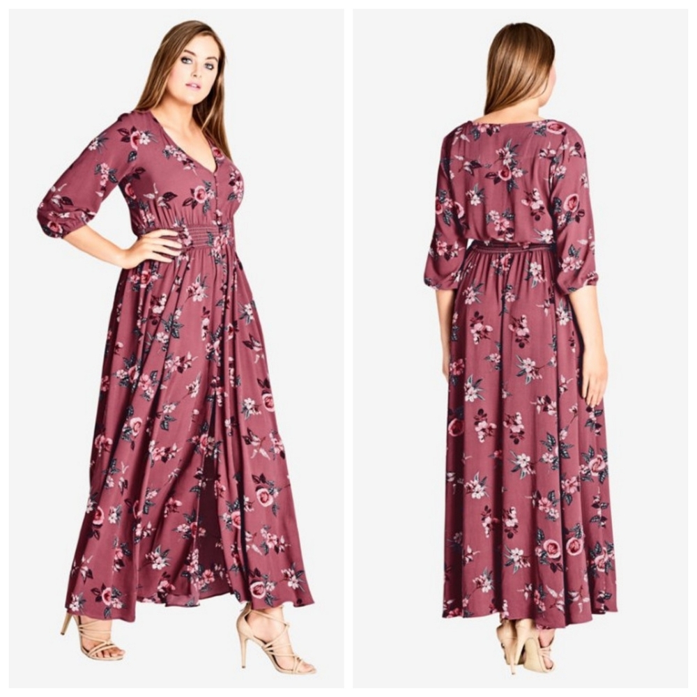 Plus M/18 City Chic Rose Play Maxi Dress